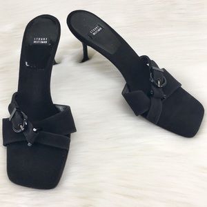 Stuart Weitzman Peep-Toe Slides/Mules